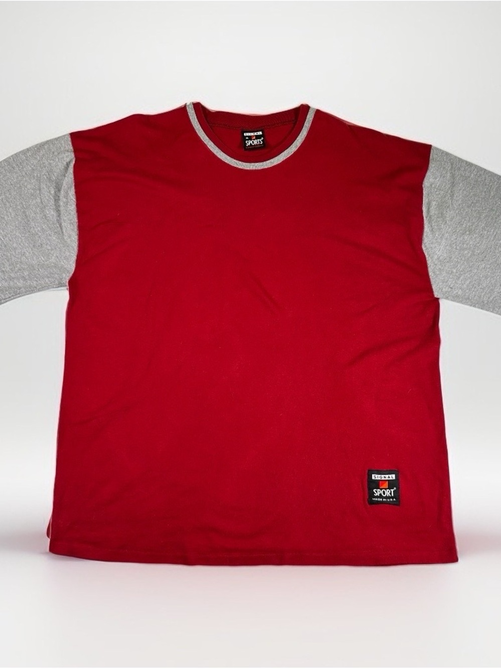 Vintage 90s Signal Sport Color Block Blank T-Shirt XL Made in USA Two-Tone